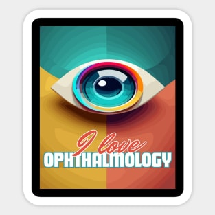 I love ophthalmology eye with green ,yellow and orange color Sticker